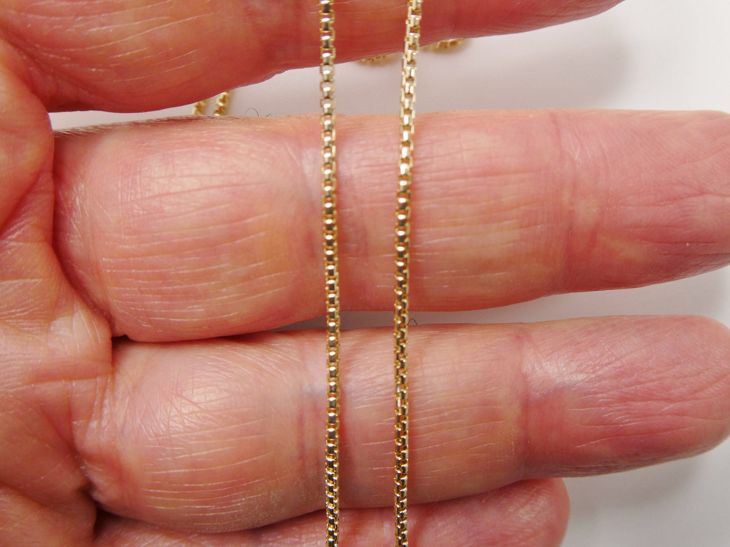 14k real solid yellow gold tiny small 2MM round box chain necklace