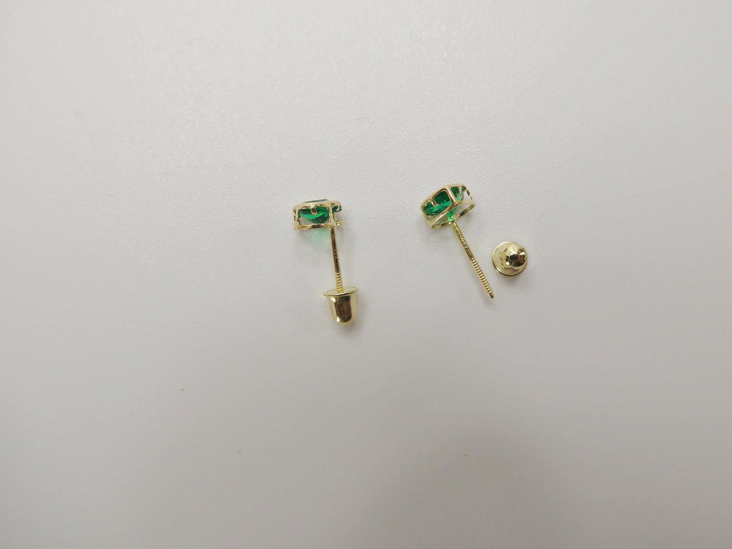 10k real solid yellow gold birthstone screw back children earrings heart bazel shape