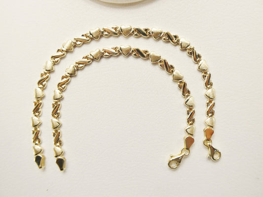 real 10k solid yellow gold 5.5/6.5/7 inch children/women xo heart bracelet