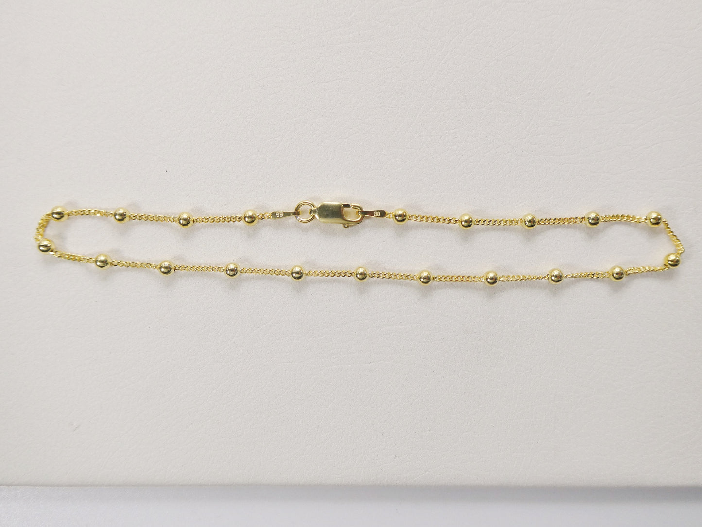 Real 925 sterling silver link ball 10 inch anklet 14k yellow gold finish