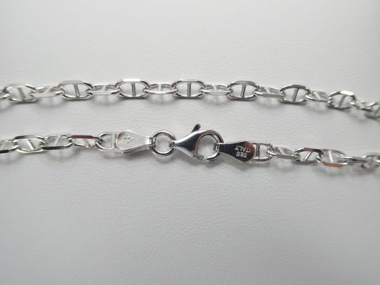 Real 925 sterling silver 10 inch mariner anklet 14k white gold finish