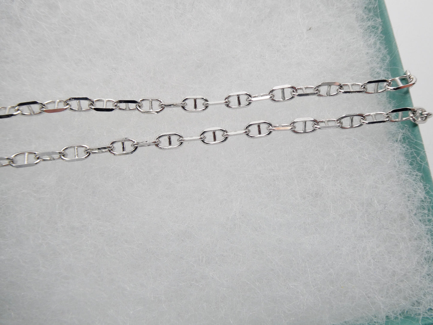 Real 925 sterling silver 10 inch mariner anklet 14k white gold finish