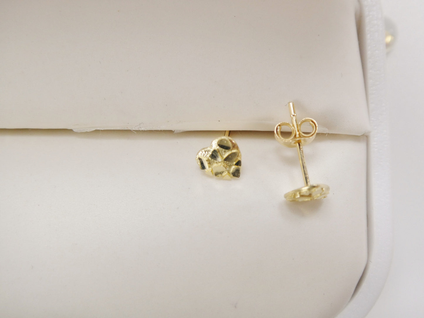 10k Real Solid Yellow Gold Heart Nugget Push Back Earrings