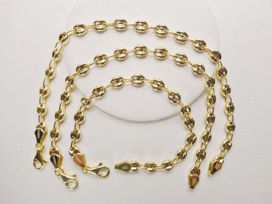 real 10k solid yellow gold 5.5/6/ 6.5 inch children/women puffed mariner bracelet