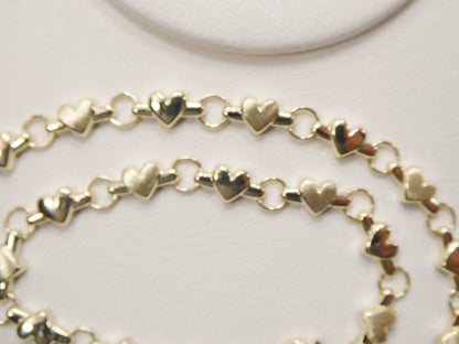10k Solid Yellow Gold Heart Bracelet all yellow tone - Children's / Women's XO Link
