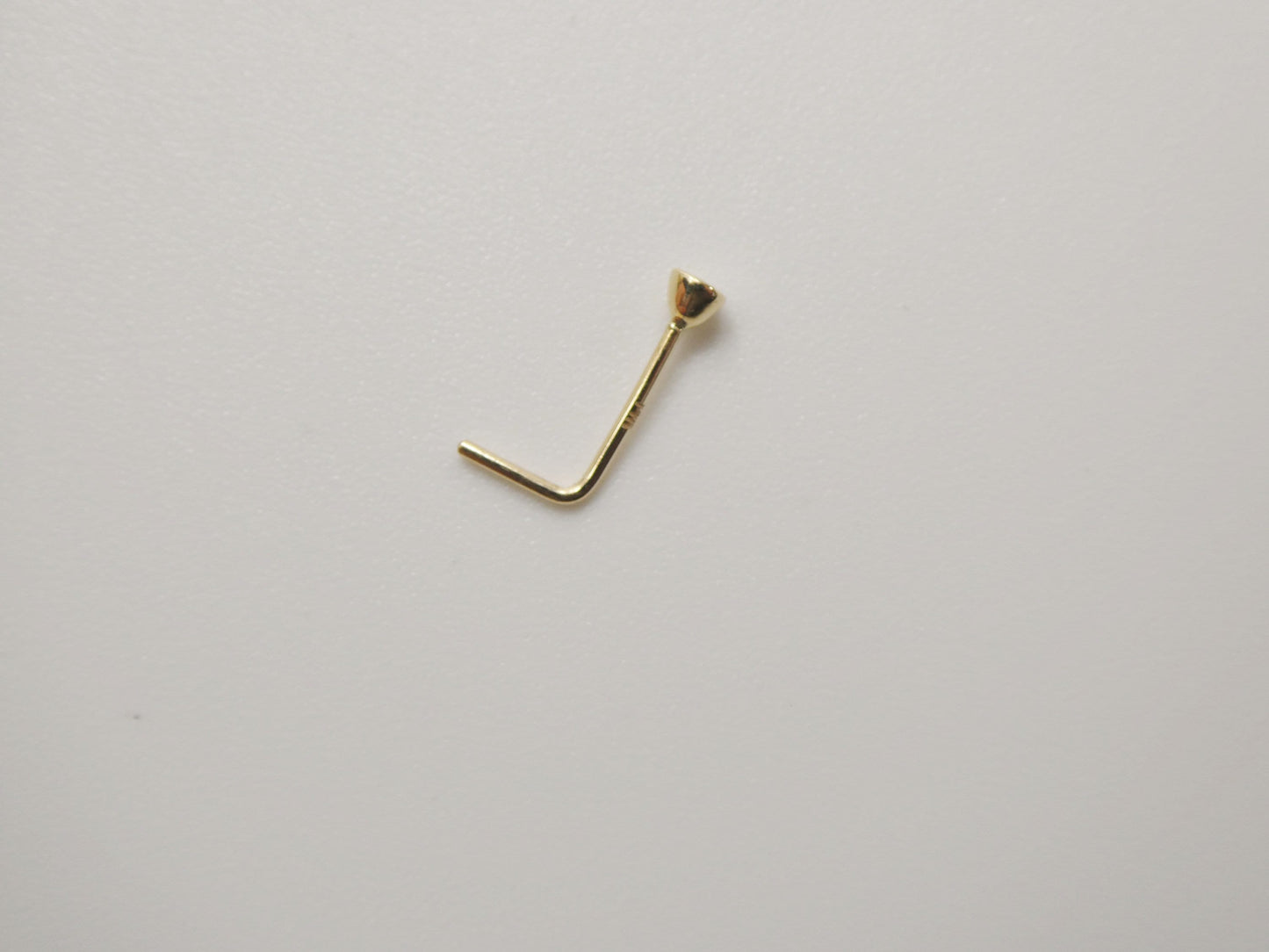 14k real solid yellow gold L SHAPE 1.5mm round stone stud nose ring