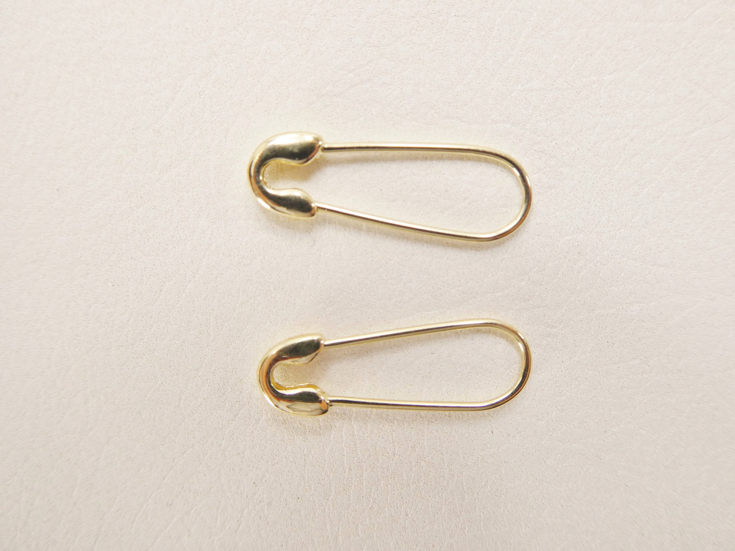 real 10k solid yellow gold safety pin dangle drop earrings