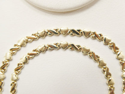 Real 10k Solid Yellow Gold 5.5/6.5/7 Inch Children/Women XO Heart Bracelet