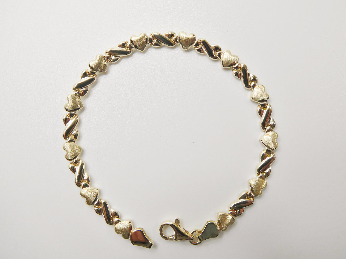 Real 10k Solid Yellow Gold 5.5/6.5/7 Inch Children/Women XO Heart Bracelet