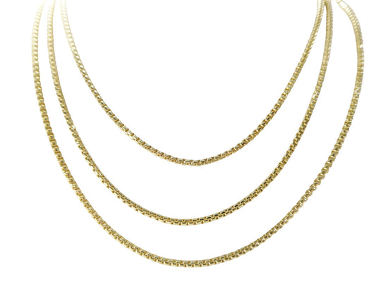 10k real solid yellow gold tiny small 2MM round box chain necklace