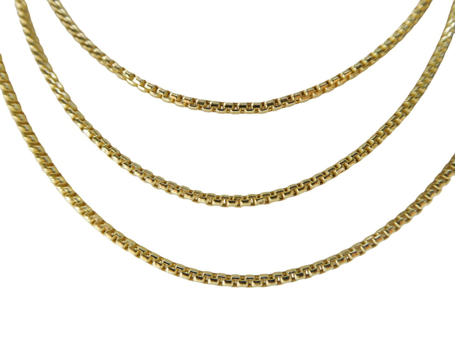 10k real solid yellow gold tiny small 2MM round box chain necklace