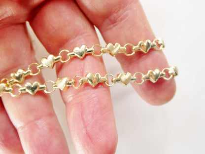 10k Solid Yellow Gold Heart Bracelet all yellow tone - Children's / Women's XO Link