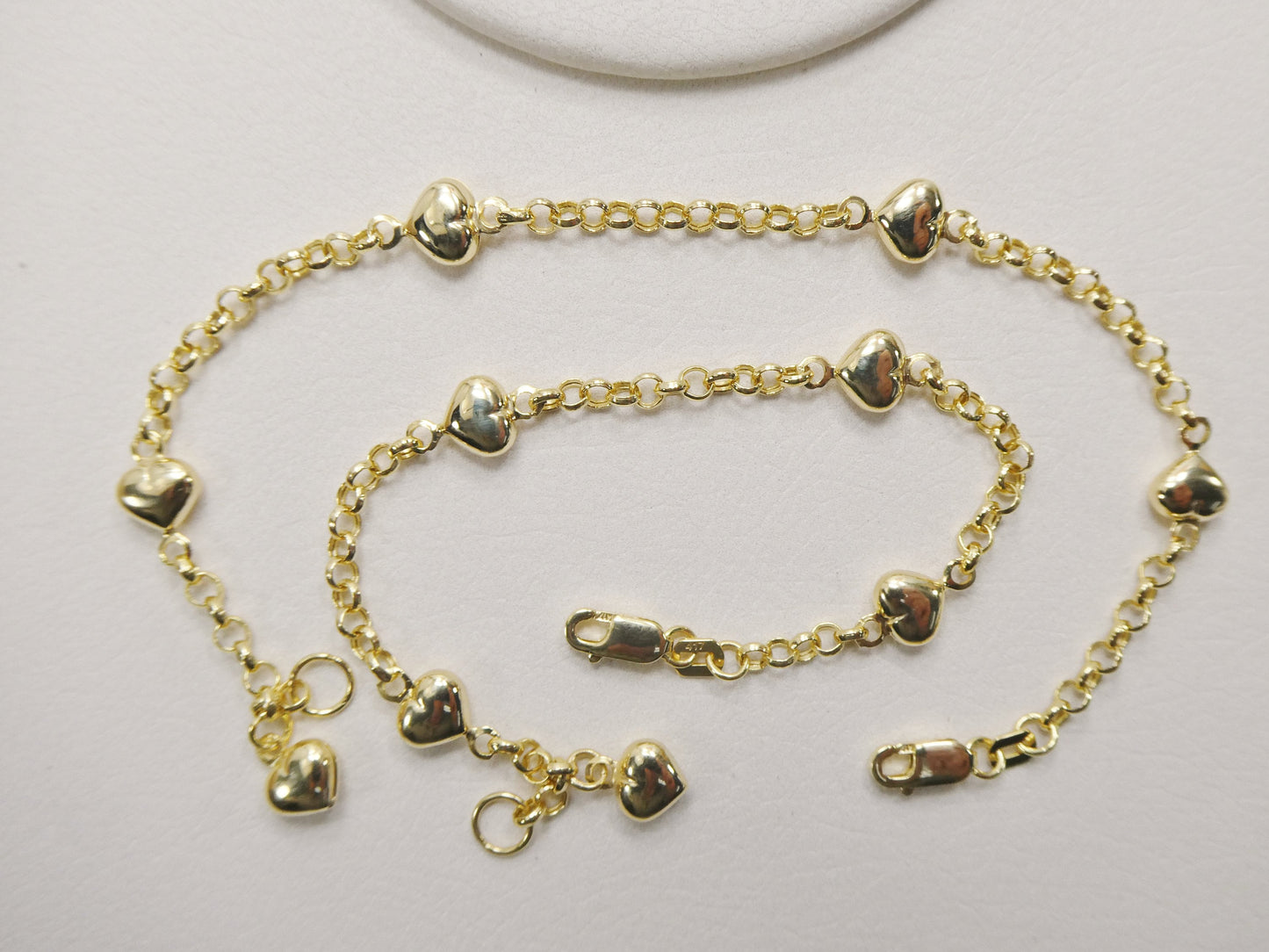 Real 10k Solid Yellow Gold 5.5/ 6 Inch Children/Women Heart Cable Bracelet