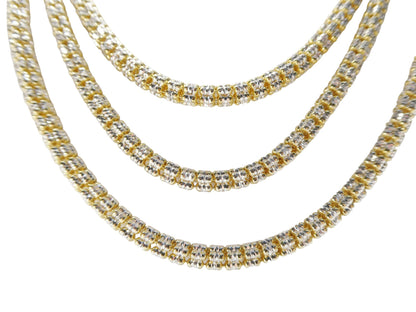Real 925 Sterling Silver 5 line Diamond Cut Ice Link Chain Necklace