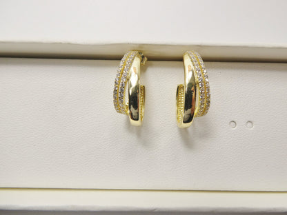 Real 925 Sterling Silver Yellow Color Finish Push Post Earrings
