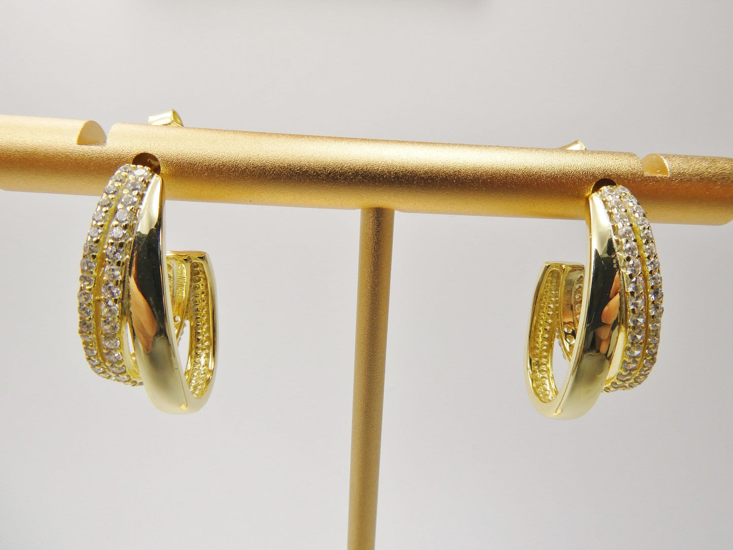 Real 925 Sterling Silver Yellow Color Finish Push Post Earrings