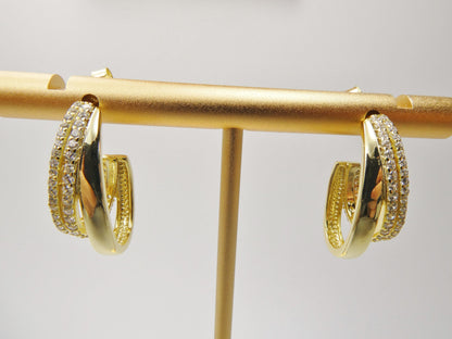 Real 925 Sterling Silver Yellow Color Finish Push Post Earrings