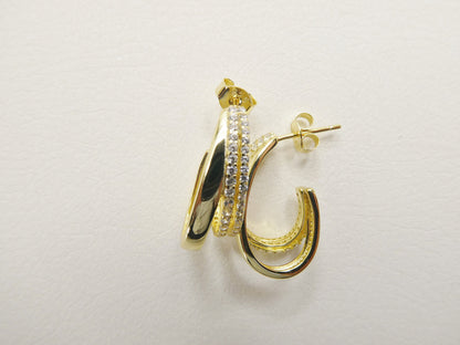 Real 925 Sterling Silver Yellow Color Finish Push Post Earrings