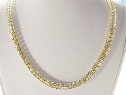 Real 925 Sterling Silver 5 line Diamond Cut Ice Link Chain Necklace