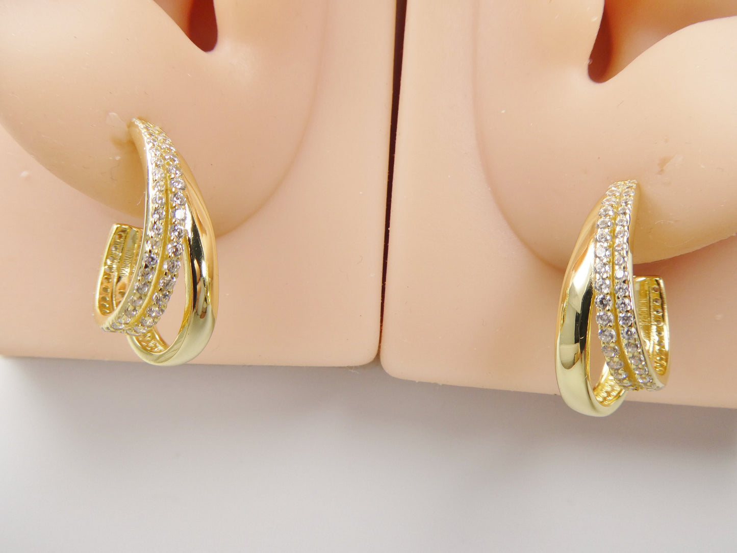 Real 925 Sterling Silver Yellow Color Finish Push Post Earrings