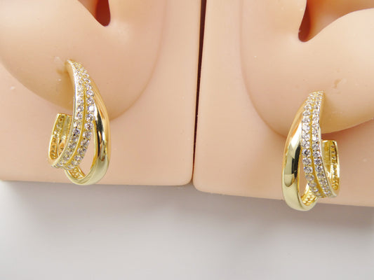 real 925 sterling silver yellow color finish push post earrings