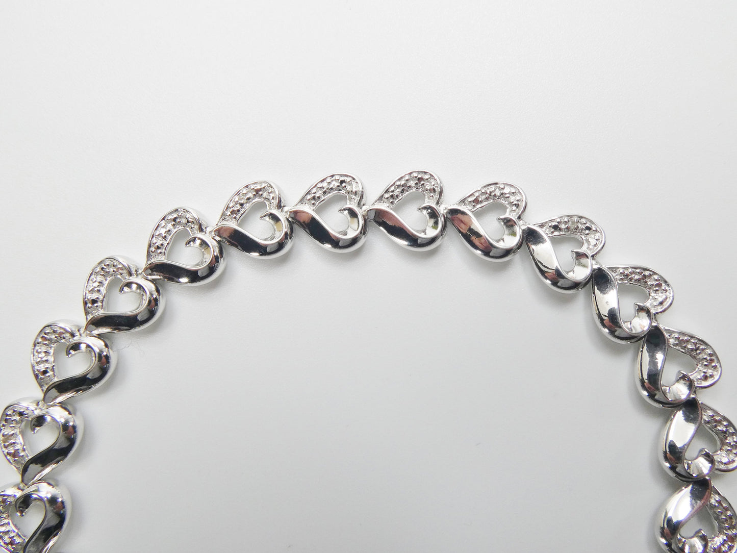 real  925 sterling silver heart diamond bracelet