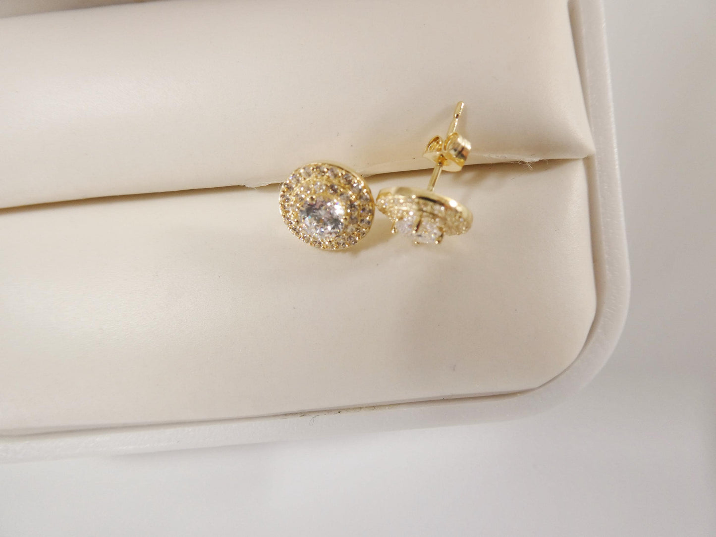 Real 10k Solid Yellow Gold Round Push Post Men Stud Earrings