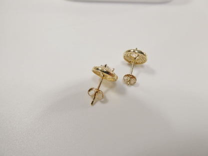 Real 10k Solid Yellow Gold Round Push Post Men Stud Earrings