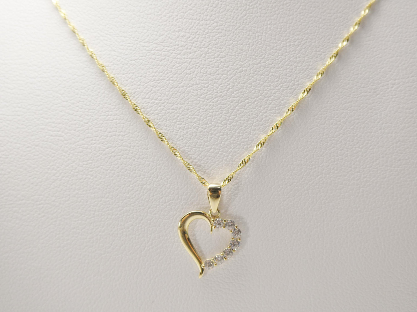 10k real solid yellow gold 16 inch chain and heart pendent set