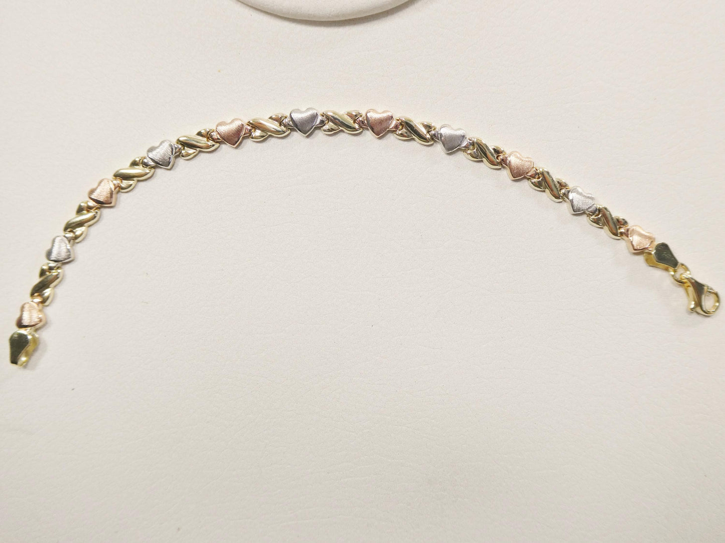 Real 10k Solid Yellow Gold 6 /7 Inch Children/Women XO Heart Bracelet