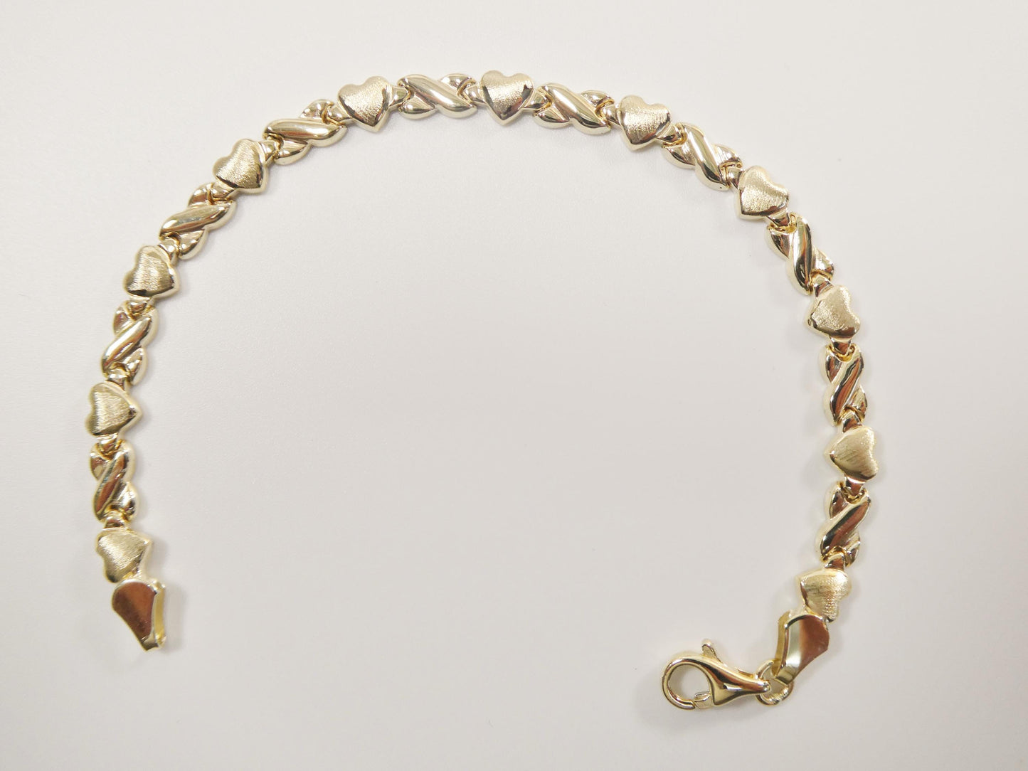 Real 10k Solid Yellow Gold 6 /7 Inch Children/Women XO Heart Bracelet