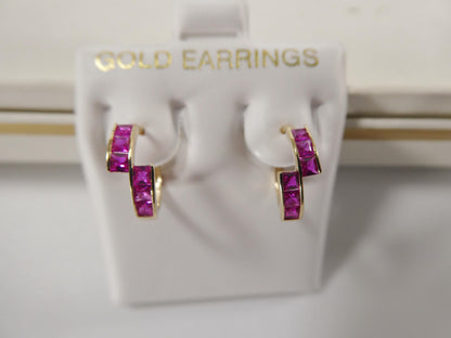 Real 10k Solid Yellow Gold Color Hoop Huggie Earrings
