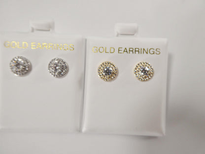 Real 10k Solid Yellow Gold Round Push Post Men Stud Earrings