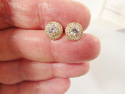Real 10k Solid Yellow Gold Round Push Post Men Stud Earrings