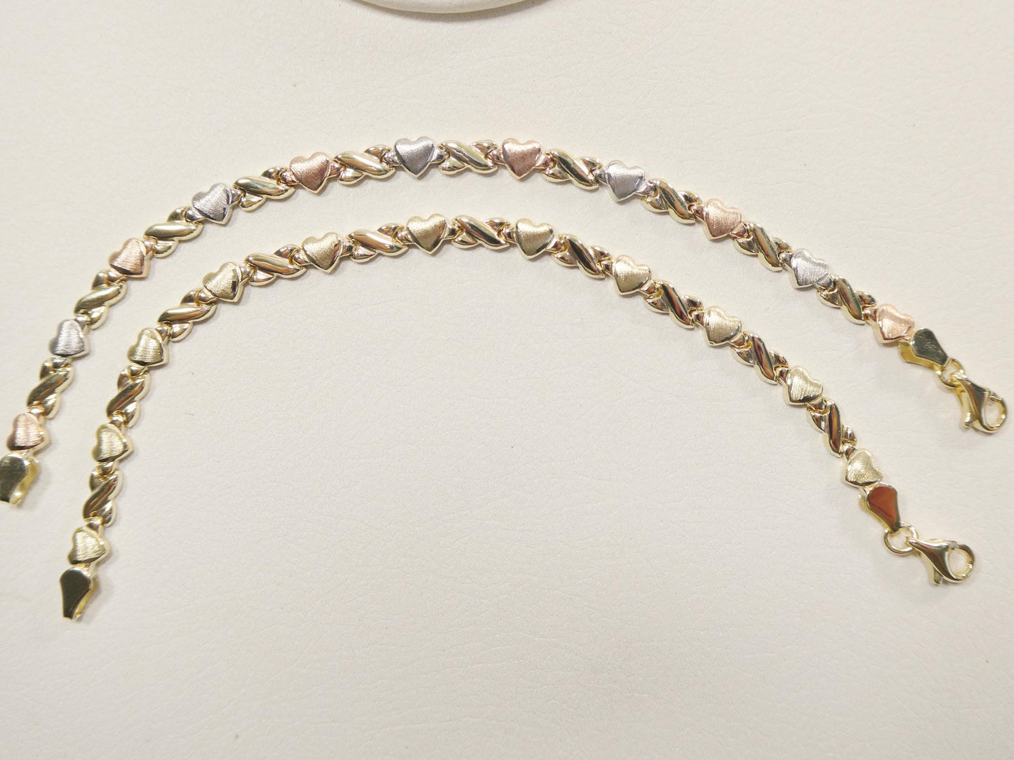 Real 10k Solid Yellow Gold 6 /7 Inch Children/Women XO Heart Bracelet