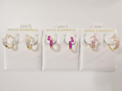 Real 10k Solid Yellow Gold Color Hoop Huggie Earrings