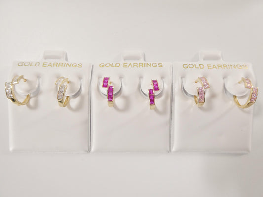 real 10k solid yellow gold color hoop huggie earrings