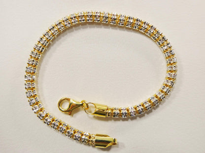 Real 925 Sterling Silver 5 Line Diamond Cut Ice Link Anklet Bracelet