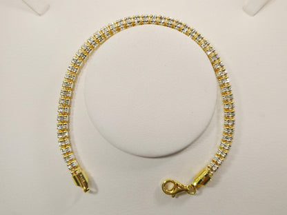 Real 925 Sterling Silver 5 Line Diamond Cut Ice Link Anklet Bracelet