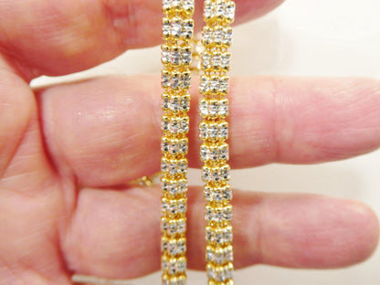 Real 925 Sterling Silver 5 Line Diamond Cut Ice Link Anklet Bracelet