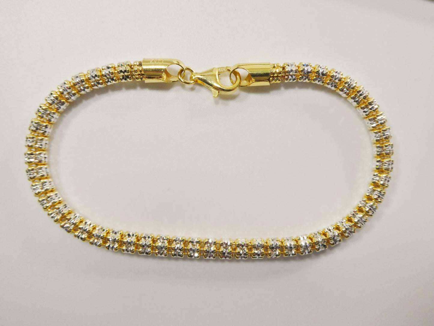 Real 925 Sterling Silver 5 Line Diamond Cut Ice Link Anklet Bracelet