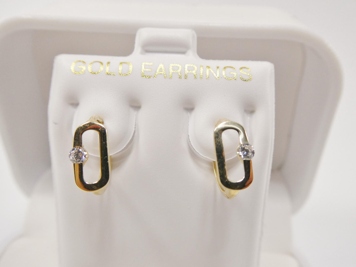 real 10k solid yellow gold paperclip hoop huggie earrings