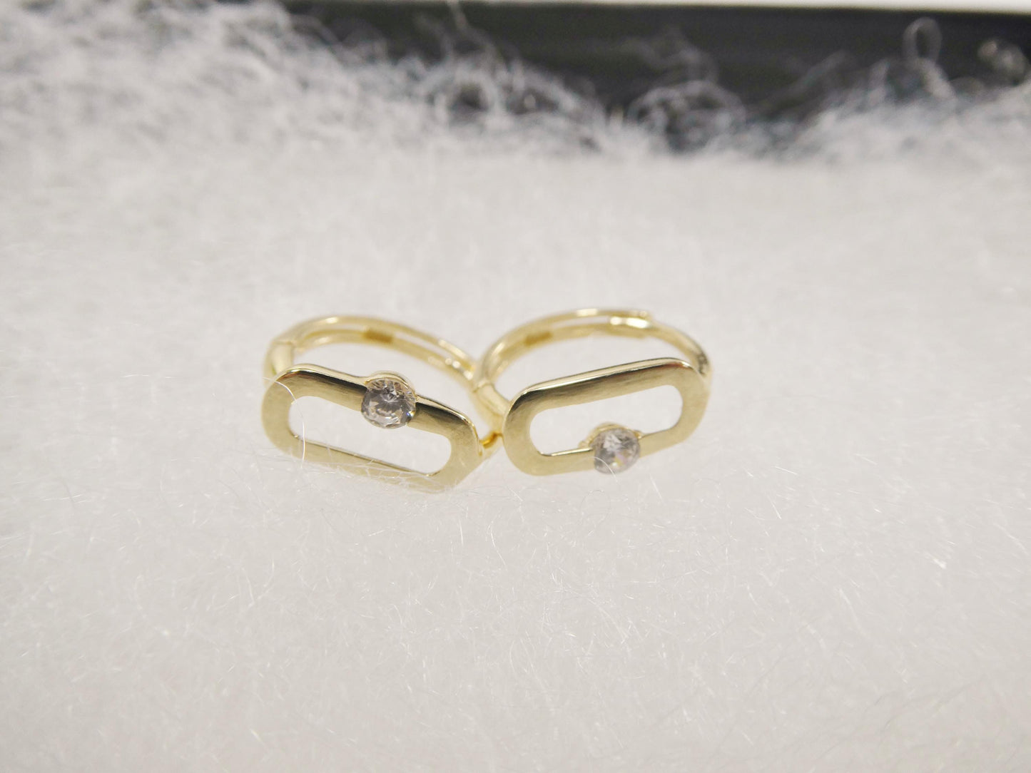 real 10k solid yellow gold paperclip hoop huggie earrings