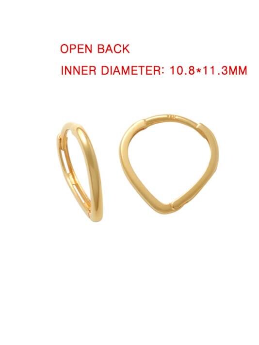 Real 10k Solid Yellow Gold Plain Heart Hoop Huggie Earrings