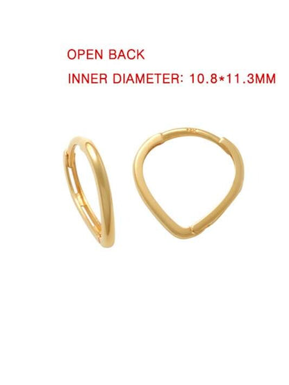 Real 10k Solid Yellow Gold Plain Heart Hoop Huggie Earrings