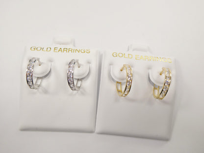 Real 10k Solid Yellow Gold 14.5mm Hoop Huggie Earrings