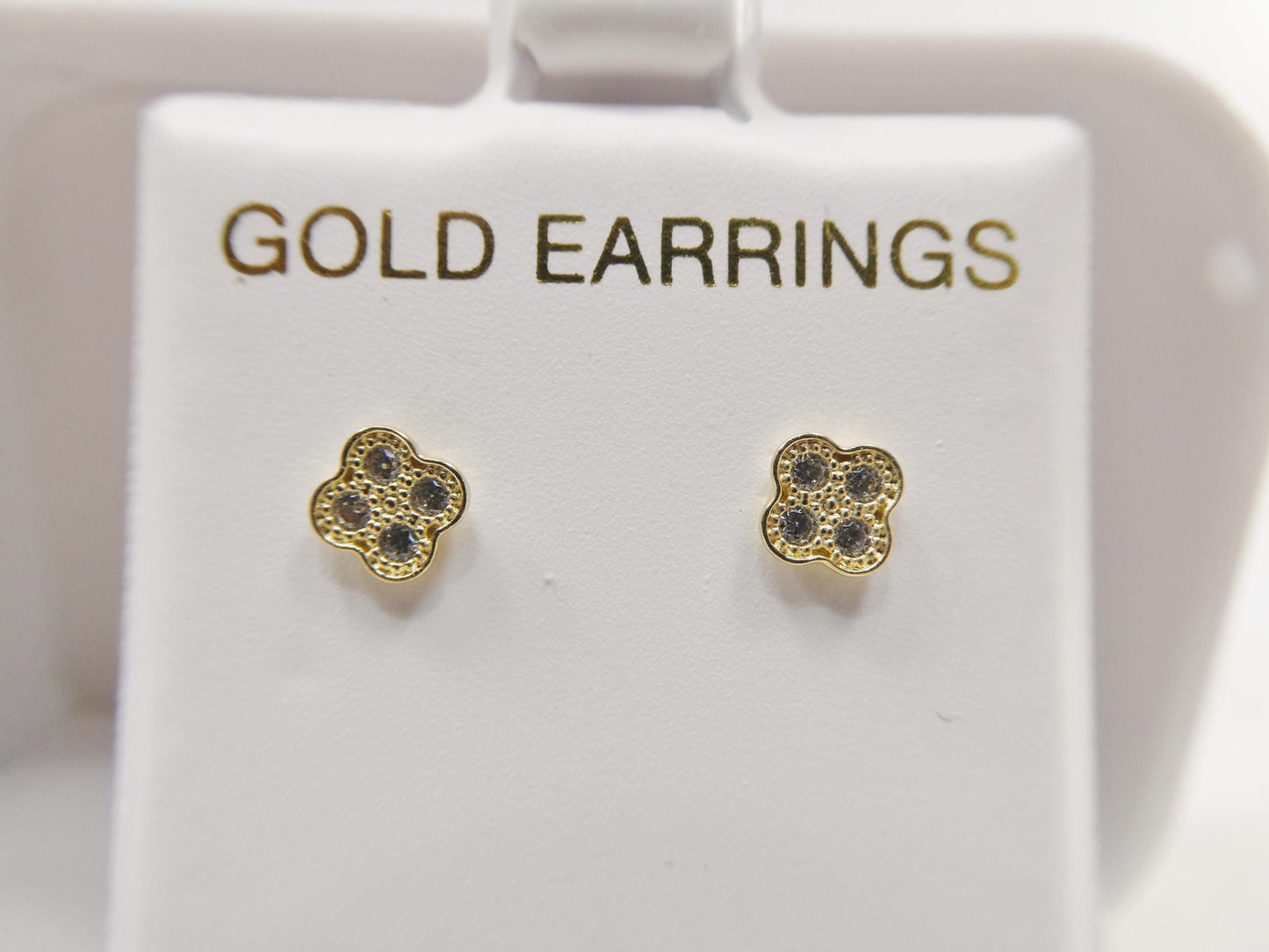 real 10k solid yellow gold small flower push post stud earrings