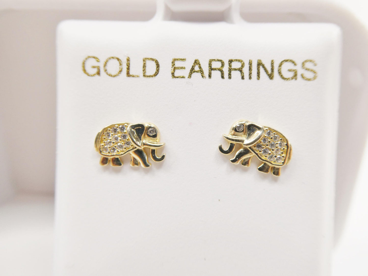 Real 10k Solid Yellow Gold Elephant Stud Earrings Dainty