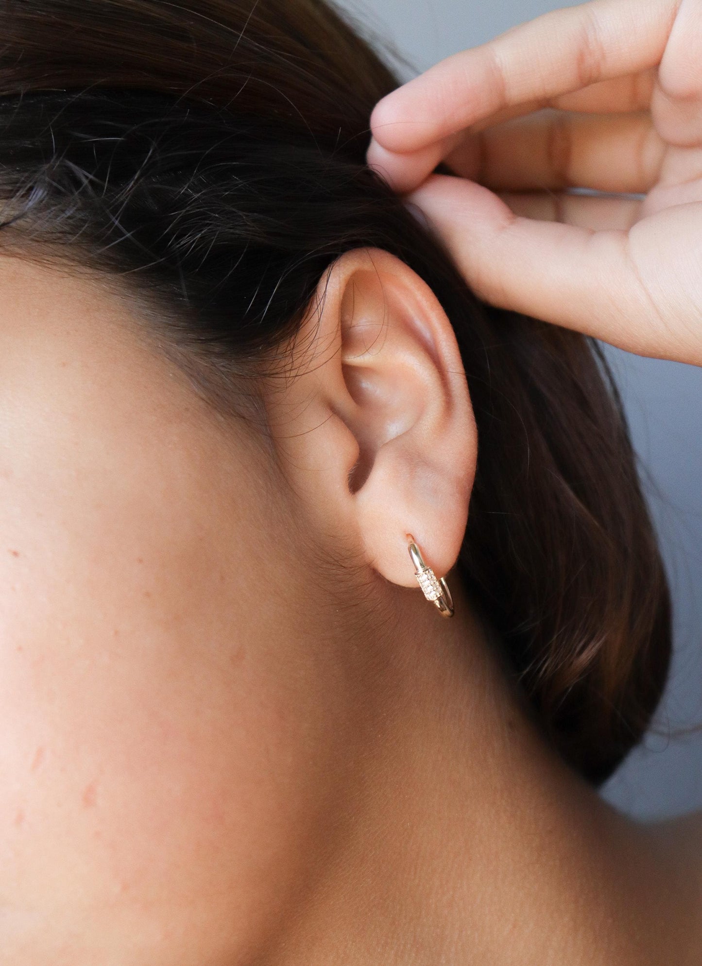 real 10k solid yellow gold buckle hoop huggie earrings