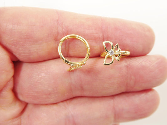 real 10k solid yellow gold butterfly hoop huggie earrings
